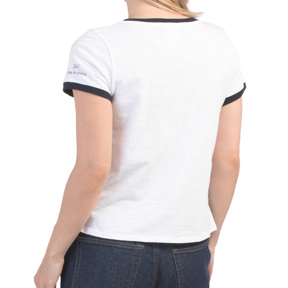 NWT. Cinq à Sept, Small, White & Black Short Sleeve Tee, Amour - Picture 2 of 6